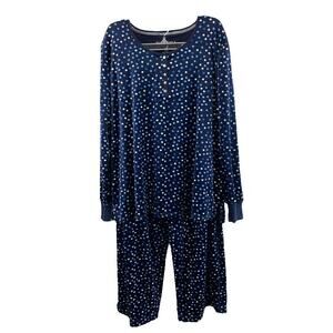 Nautica 2 Pc Womens Pajama Set Sleepwear XL Long Sleeve Top & Pants Silky Soft